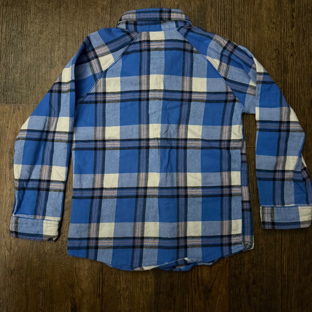 Hurley Boys Size 6 Blue Plaid Flannel Long Sleeve Button Down Shirt - Picture 2 of 10